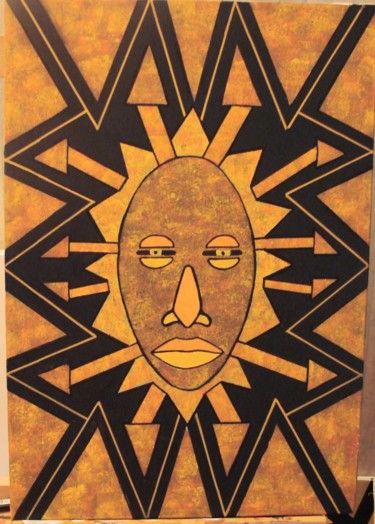 Peinture intitulée "soleil-africain-200…" par J.Rom, Œuvre d'art originale, Acrylique