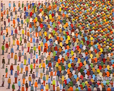 Painting titled "Mouvement de foule…" by Jérôme Arbonville, Original Artwork, Oil