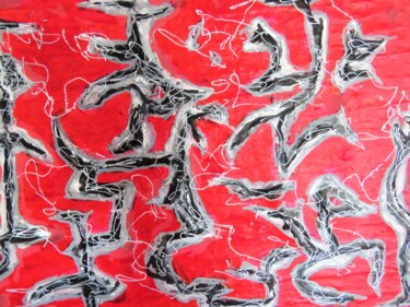 Painting titled "tribal dance" by Jérôme Astruc, Original Artwork, Acrylic