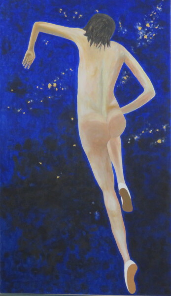 Painting titled "Run at night" by Jérôme Astruc, Original Artwork, Acrylic