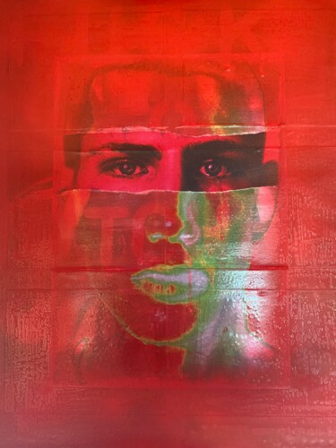 Collages titled "Augusta Zorro Red-G…" by Jerome Cholet, Original Artwork, Spray paint