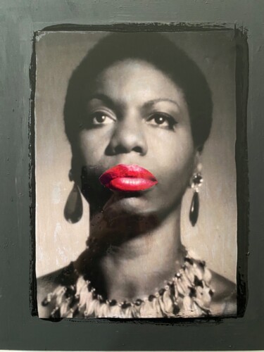 Collages titled "Nina Simone 1" by Jerome Cholet, Original Artwork, Collages