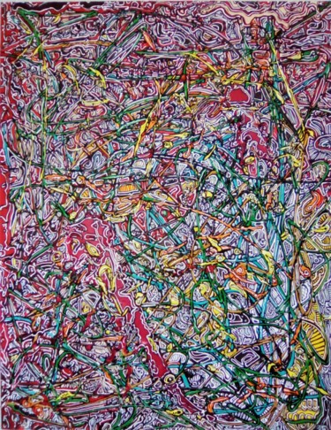 Painting titled "" jardin acrylique "" by Jerome Cordier, Original Artwork, Acrylic