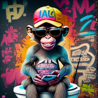 Digitale Kunst mit dem Titel "Virtual Primate: Fl…" von Jérôme De Smet, Original-Kunstwerk, Digitale Malerei