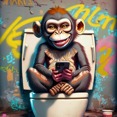 Digital Arts titled "Toilet Tweets: Ape'…" by Jérôme De Smet, Original Artwork, Digital Painting