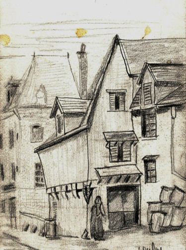 Рисунок под названием "moulins-passe-avant…" - Jérôme Dufay, Подлинное произведение искусства, Карандаш