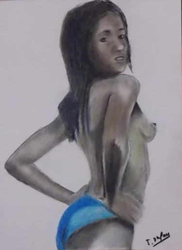 Drawing titled "Topless et maillot…" by Jérôme Dufay, Original Artwork, Pastel