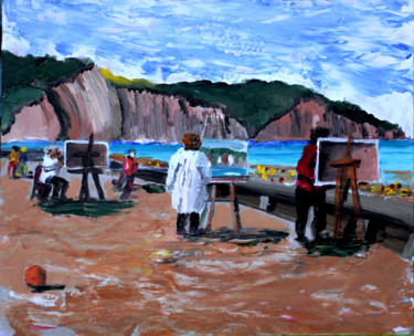 Painting titled "Pourville-sur-Mer -…" by Jérôme Dufay, Original Artwork, Acrylic Mounted on Wood Stretcher frame