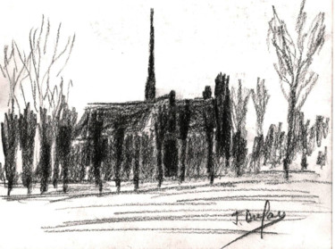 Disegno intitolato "amiens-cathedrale-p…" da Jérôme Dufay, Opera d'arte originale, Matita