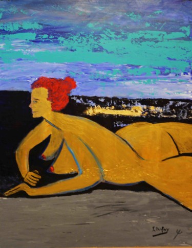 Painting titled "Rivages - Nu" by Jérôme Dufay, Original Artwork, Oil