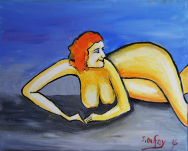 Painting titled "Sur sable gris" by Jérôme Dufay, Original Artwork, Acrylic Mounted on Wood Stretcher frame