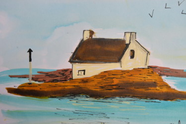 Painting titled "La maison sur son r…" by Jérôme Dufay, Original Artwork, Watercolor