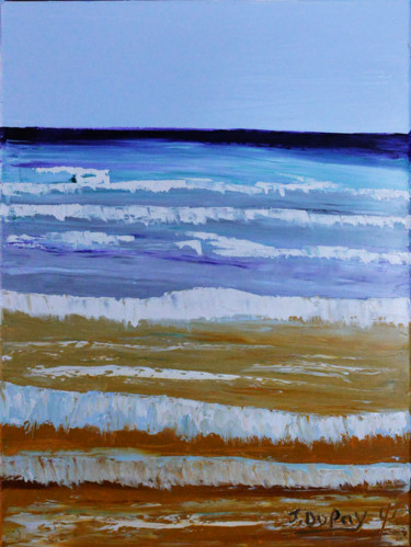 Painting titled "Rivage - marée mont…" by Jérôme Dufay, Original Artwork, Oil Mounted on Wood Stretcher frame