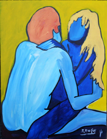 Painting titled "CORPS A COEUR" by Jérôme Dufay, Original Artwork, Acrylic Mounted on Wood Stretcher frame