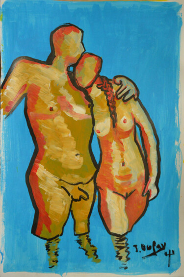 Painting titled "Les amoureux de Leu…" by Jérôme Dufay, Original Artwork, Acrylic