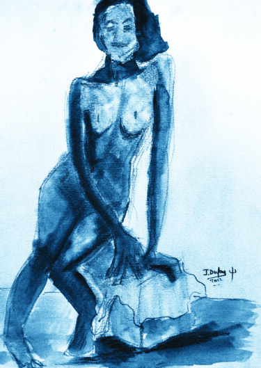 Digitale Kunst mit dem Titel "SOLENN IN BLUE" von Jérôme Dufay, Original-Kunstwerk, Digitale Malerei