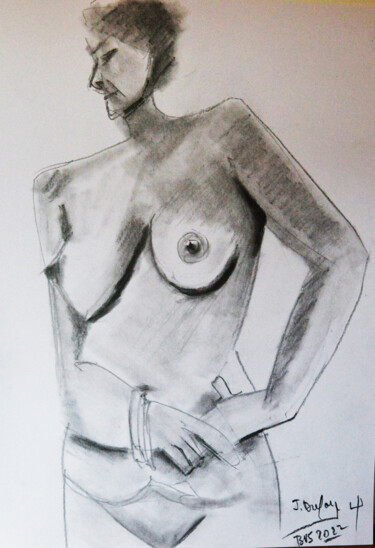 Drawing titled "Modèle femme 2022 -…" by Jérôme Dufay, Original Artwork, Graphite