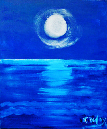 Painting titled "Pleine Lune" by Jérôme Dufay, Original Artwork, Acrylic Mounted on Wood Stretcher frame