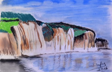 Drawing titled "Les Falaises de Pou…" by Jérôme Dufay, Original Artwork, Pastel