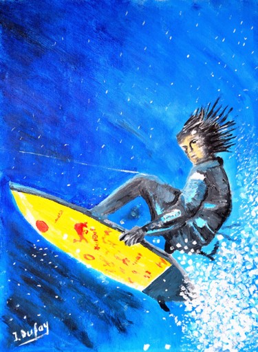 Картина под названием "adrenaline-sur-plan…" - Jérôme Dufay, Подлинное произведение искусства, Акрил