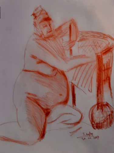 Drawing titled "callipyge-dsc-0370.…" by Jérôme Dufay, Original Artwork, Chalk