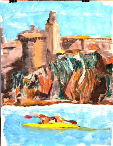 Pittura intitolato "kayak-a-l-ile-d-yeu…" da Jérôme Dufay, Opera d'arte originale, Acrilico