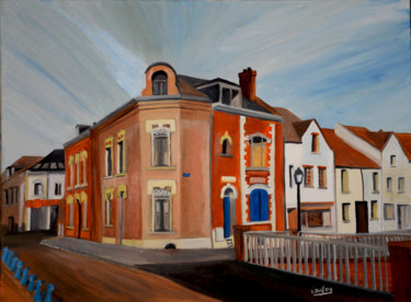 Картина под названием "amiens-rue-des-arch…" - Jérôme Dufay, Подлинное произведение искусства, Масло