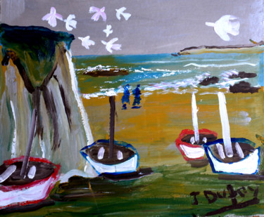 Malerei mit dem Titel "pourville-sur-mer-l…" von Jérôme Dufay, Original-Kunstwerk, Acryl