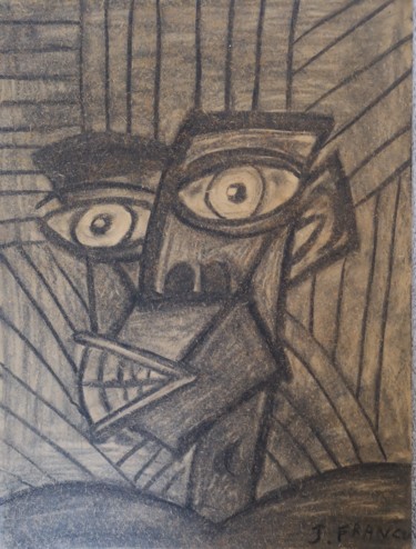 Drawing titled "Monstre et cauchemar" by Jerome Franco, Original Artwork, Charcoal