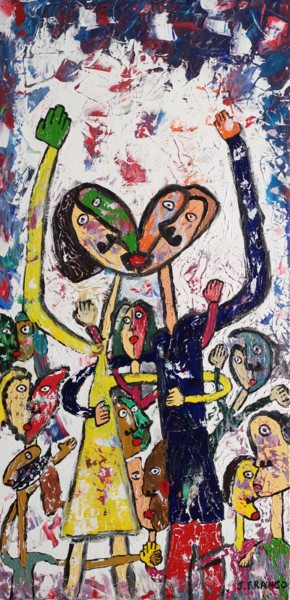 Painting titled "La mariée jaune" by Jerome Franco, Original Artwork, Acrylic