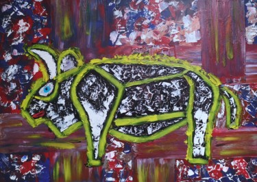 Pintura intitulada "Le taureau" por Jerome Franco, Obras de arte originais, Acrílico