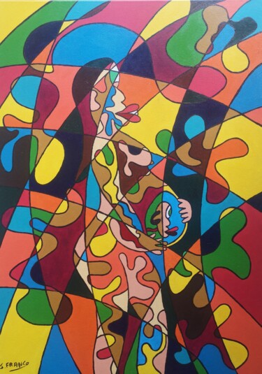 Painting titled "La femme enceinte" by Jerome Franco, Original Artwork, Acrylic