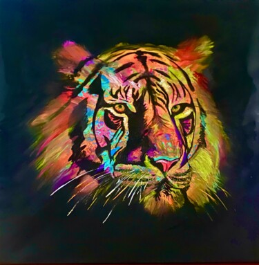 Painting titled "POP TIGER" by Jerome Garcia, Original Artwork, Acrylic