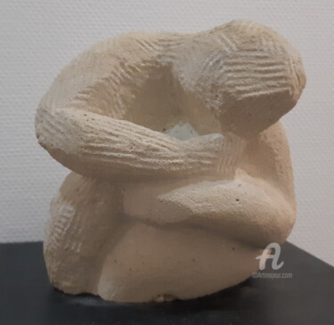 Sculpture titled "Le penseur" by Jerome Guibert, Original Artwork, Stone