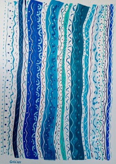 Painting titled "Vertical wave" by Jerome Guibert, Original Artwork, Acrylic Mounted on Wood Panel