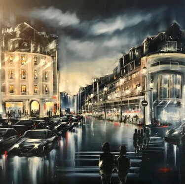 Painting titled "soir devant l’opera…" by Jerome Guillet, Original Artwork