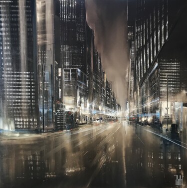 Painting titled "City Lights" by Jerome Guillet, Original Artwork