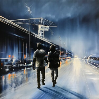 Painting titled "Sur les quais" by Jerome Guillet, Original Artwork