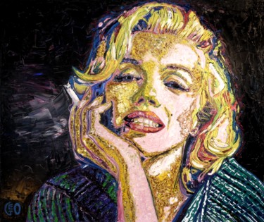 Painting titled "Marilyn Monroe" by Jerome Labrunerie (GEO), Original Artwork, Oil Mounted on Wood Stretcher frame