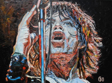 Peinture intitulée "Mick Jagger live" par Jerome Labrunerie (GEO), Œuvre d'art originale, Huile Monté sur Châssis en bois
