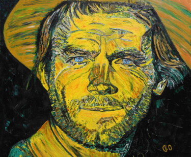 Painting titled "Terence Hill" by Jerome Labrunerie (GEO), Original Artwork, Oil Mounted on Wood Stretcher frame