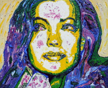 Painting titled "Romy Schneider 2021" by Jerome Labrunerie (GEO), Original Artwork, Oil Mounted on Wood Stretcher frame