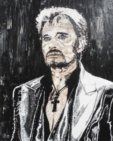 Pintura titulada "Johnny Halliday 2018" por Jerome Labrunerie (GEO), Obra de arte original, Oleo Montado en Bastidor de cami…