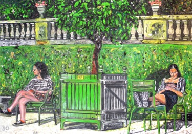 Pintura titulada "L'arbre aux filles" por Jerome Labrunerie (GEO), Obra de arte original, Oleo Montado en Bastidor de camill…