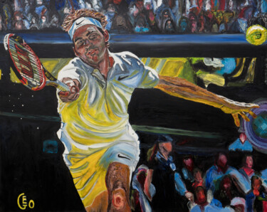 Pittura intitolato "Roger Federer in Wi…" da Jerome Labrunerie (GEO), Opera d'arte originale, Olio Montato su artwork_cat.