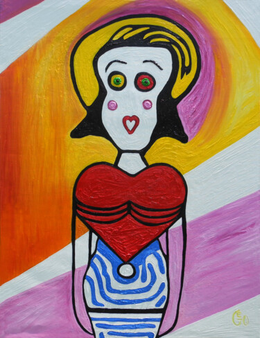Painting titled "Clara Form" by Jerome Labrunerie (GEO), Original Artwork, Oil Mounted on Wood Stretcher frame
