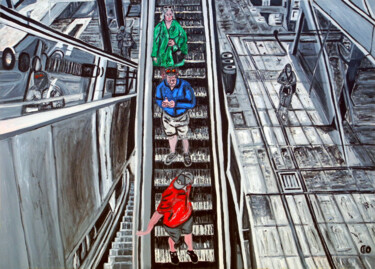 Pintura titulada "Gare de Paris-Saint…" por Jerome Labrunerie (GEO), Obra de arte original, Oleo Montado en Bastidor de cami…