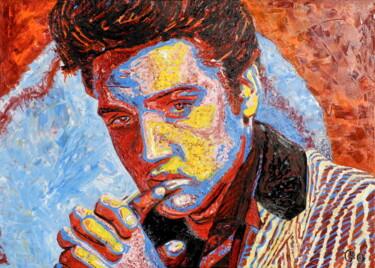 Schilderij getiteld "Elvis-Presley" door Jerome Labrunerie (GEO), Origineel Kunstwerk, Olie Gemonteerd op Frame voor houten…