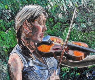 Pintura titulada "La violoniste" por Jerome Labrunerie (GEO), Obra de arte original, Oleo Montado en Bastidor de camilla de…