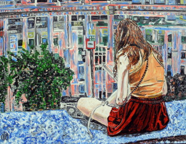 Painting titled "Lecture Canal St Ma…" by Jerome Labrunerie (GEO), Original Artwork, Oil Mounted on Wood Stretcher frame